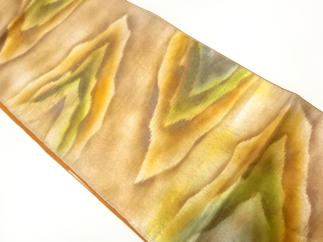 JAPANESE KIMONO / ANTIQUE FUKURO OBI / SILK / WOVEN ABSTRACT PATTERN